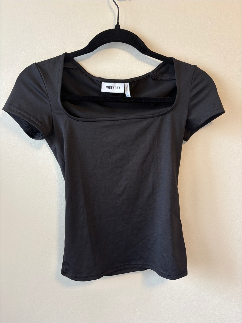Weekday Black Square-Neck Short Sleeve Tee